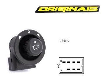 Botão Retrovisor Gol Bola G2 Escort Santana C/ Plug Conector