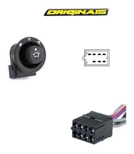 Botão Retrovisor Gol Bola G2 Escort Santana C/ Plug Conector